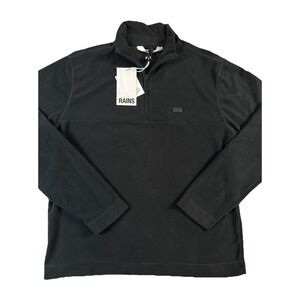 Rains Men's  Addis Fleece Half Zip Pullover. Black Size M ‎ New with Tags